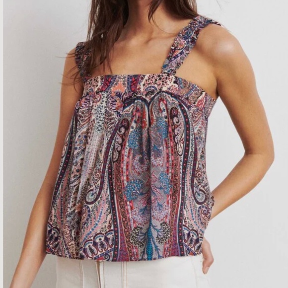 ba&sh Berthie Paisley Top | X-Small  US 2 | NWT - Picture 1 of 14
